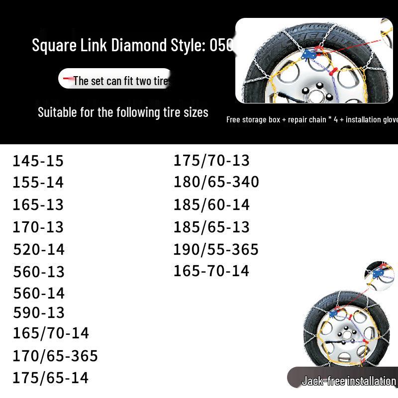 Winter Emergency Stainless Steel Anti-Skid Tire Chains for Cars, Trucks, and Vans