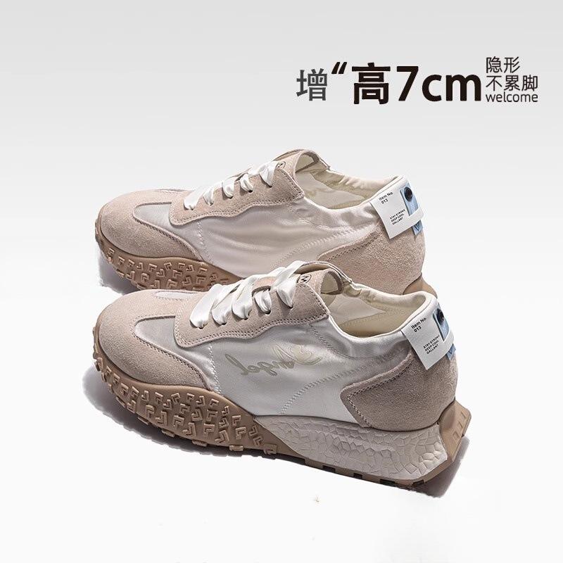 Thick-soled inner heightening satin women's new sports dad shoes casual heightening shoes