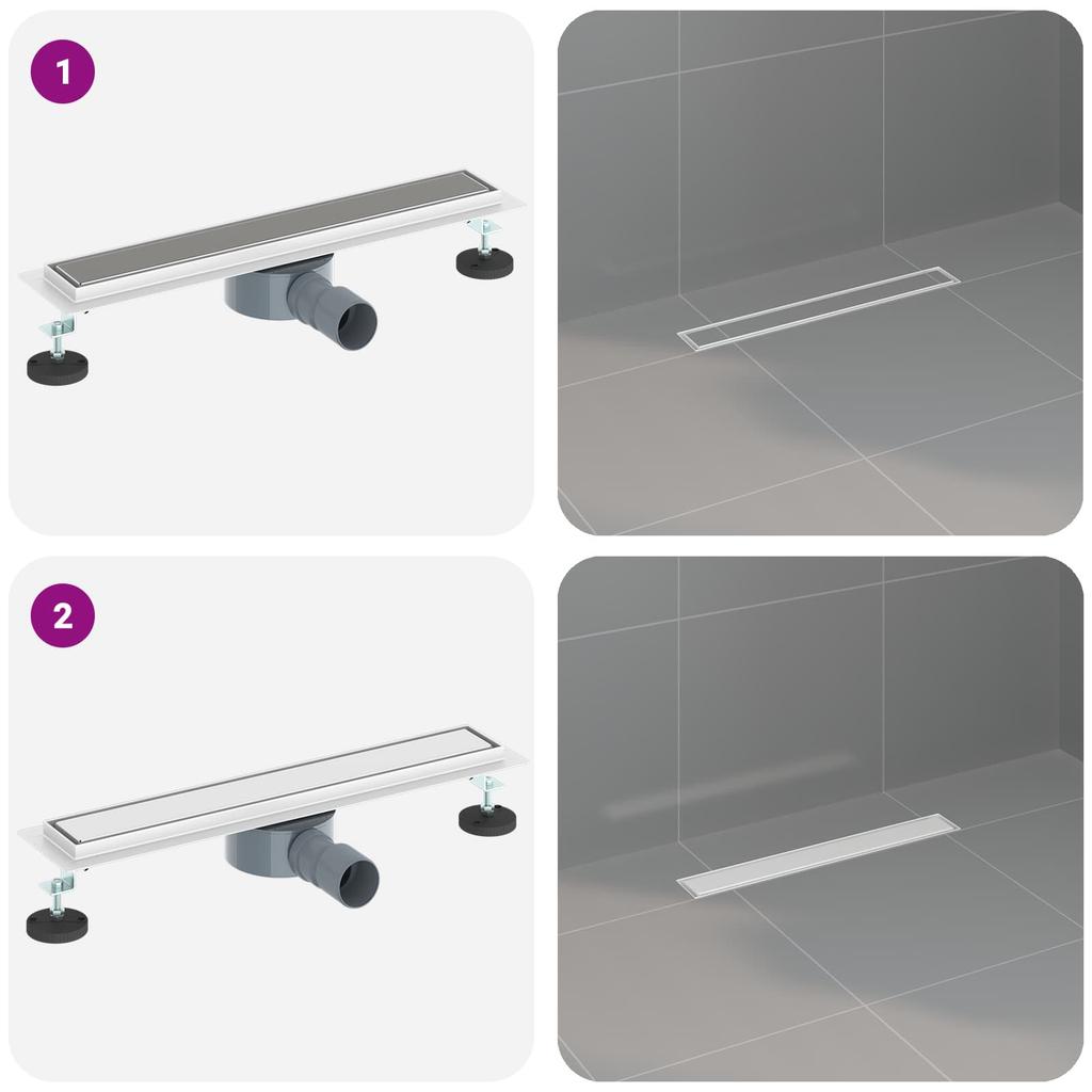 2 in 1 Shower Drain with 360 degrees Siphon Silver 54 x 11 x 9.5 cm