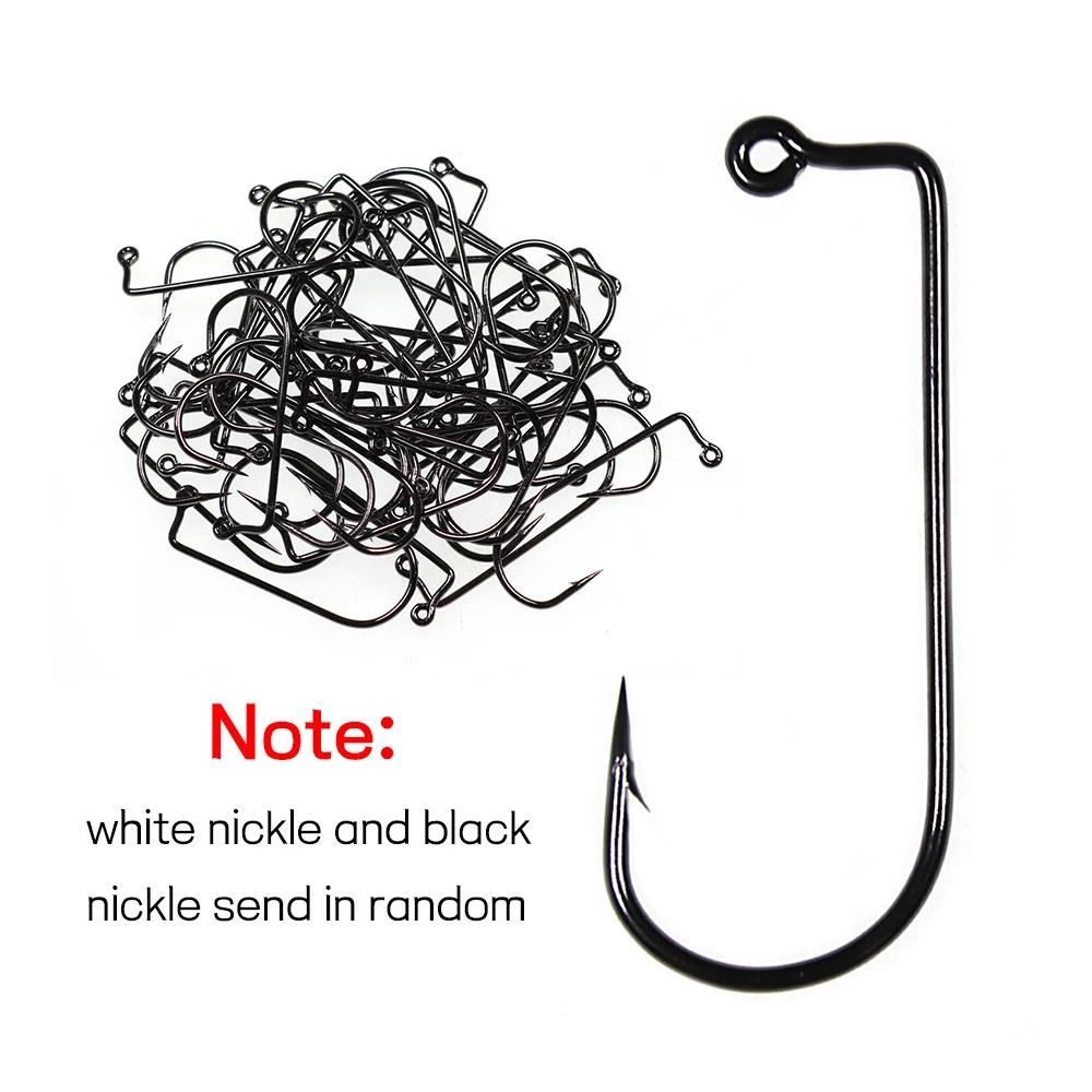 200pcs #8~#6/0 High Carbon Steel 90 Degree Aberdeen Jig Hook Bent Saltwater Long Shank Soft Worm Hooks