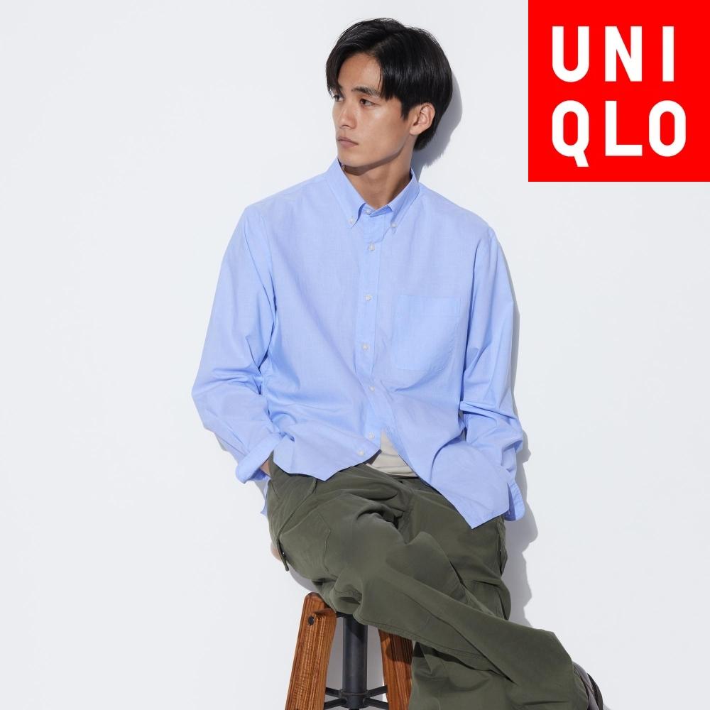 

UNIQLO Широкая рубашка из очень тонкого хлопка с длинными рукавами 64 BLUE/UNISEX L