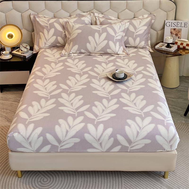 100% Cotton Bedsheet Skin-friendly Fitted Sheet Brushed Bed Cover Printed Bed Linen Elastic Sheets Drap De Lit (No Pillowcase)