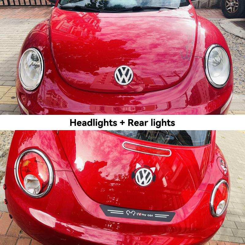 Car Headlights Lamp Cover Lens Shell Ring Trim Sticker Rear Light Plating Decorative PartsFor Volkswagen 2005 - 2011 Beetle
