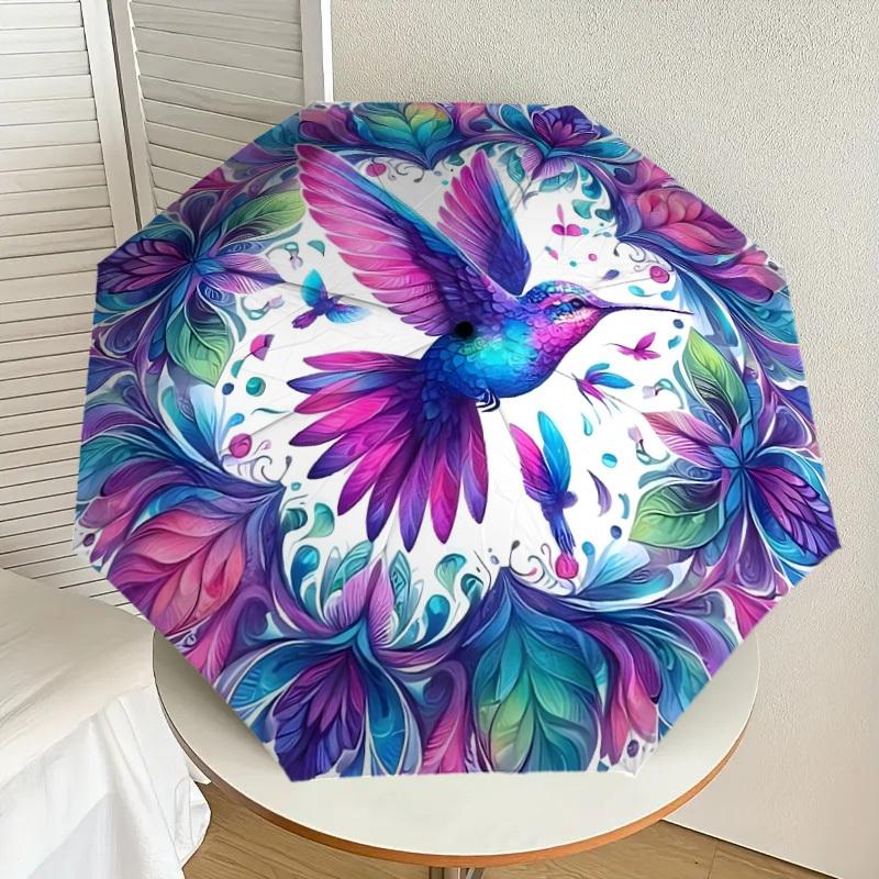 

1pc Hummingbird Floral Mandala Artwork Umbrella with Plastic Handle,Suitable for All Seasons Home Travel Outdoor UmbrellaDD1034