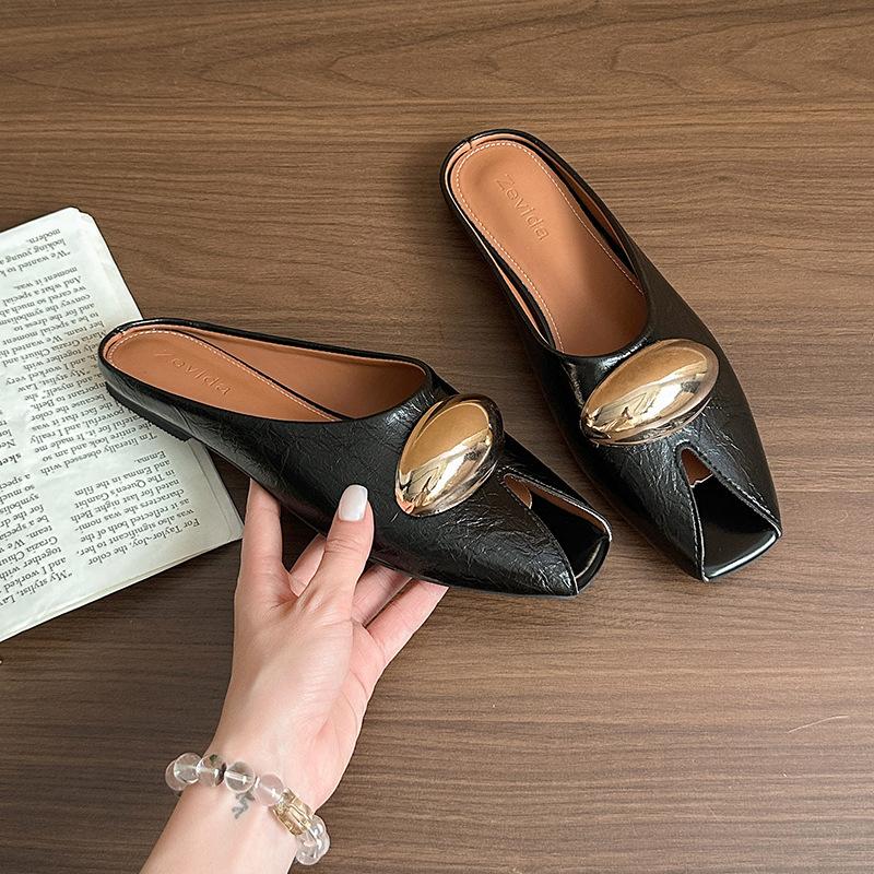 

Женская летняя красота фея ветер пряжка одна верхняя одежда полая сумка голова металл полушлепанцы новые педали мюли крутые шлепанцы 39 чёрный