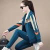 Women's Autumn Spring Insulated Tracksuit Lining Hoodie Two-piece Set, Korean-style Clothes