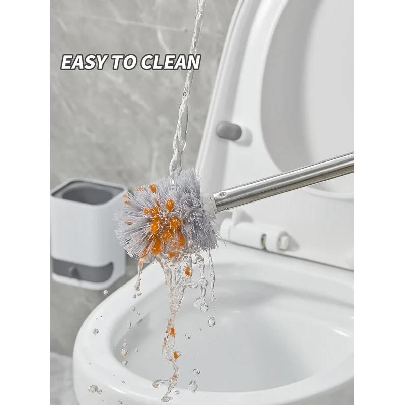A non perforated wall mounted toilet brush with a drainage base and long handle plastic toilet cleaning brush, bathroom accessor