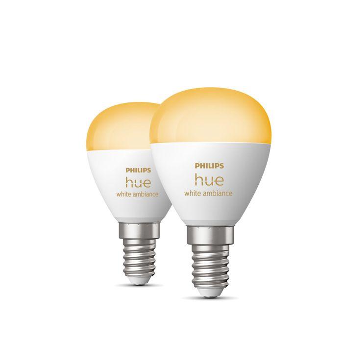 PHILIPS HUE Hue White Ambiance Sphérique - Ampoule connectée E14 - (pack de 2) - 929003573702
