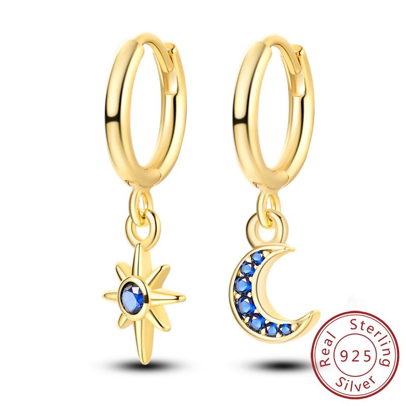 Earrings Original 925 Silver Stud Drop Hoop Earrings Rose Gold for Women Girls Party Wedding Birthday Jewelry Gift