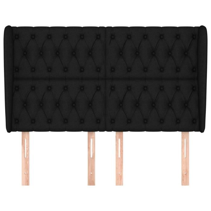 VidaXL Tête de lit avec oreilles Noir 163x23x118-128 cm Tissu3118300