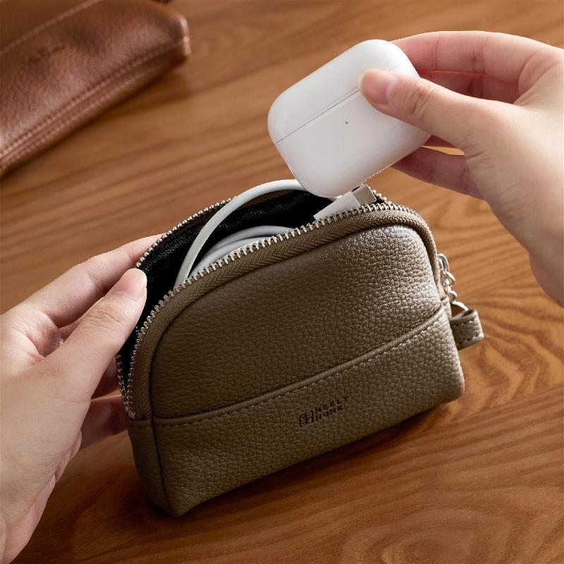 Mini-Münzbörse für Damen PU-Leder Reißverschluss-Geldbörse Kleine tragbare Münztasche Kartenhalter Kopfhörer-Aufbewahrungstasche Kompakter Schlüsselhalter