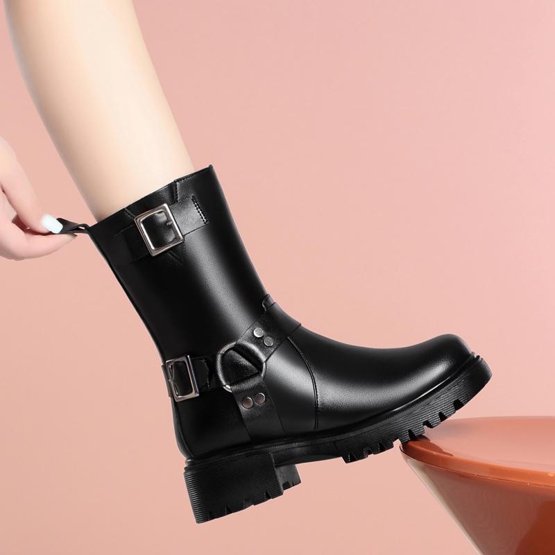 Fashion AIYUQI Women Snow Boots Winter 2025 New Genuine Leather Boots Ladies Natural Wool Warm Large Size Non Slip Mom Boots Women