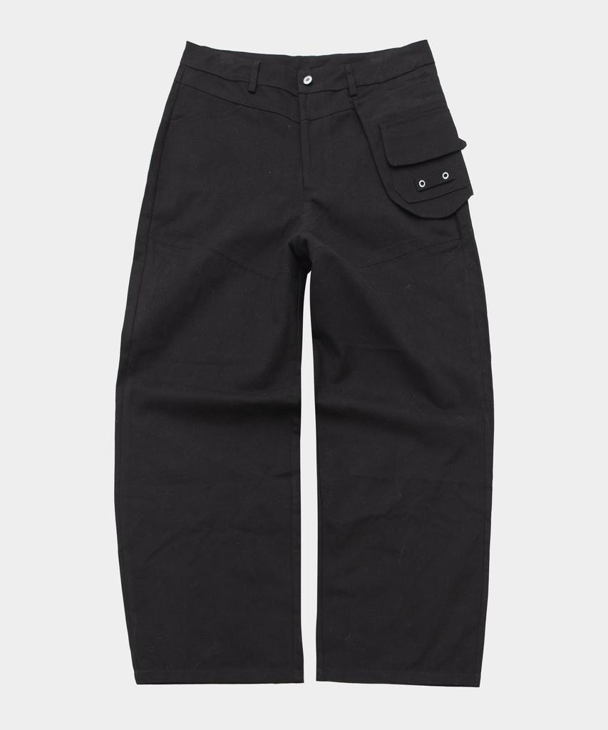 PLACESTUDIOMAN Multi-Side Pocket Wrap Design Cut Wide Cotton Pants_3 Colors