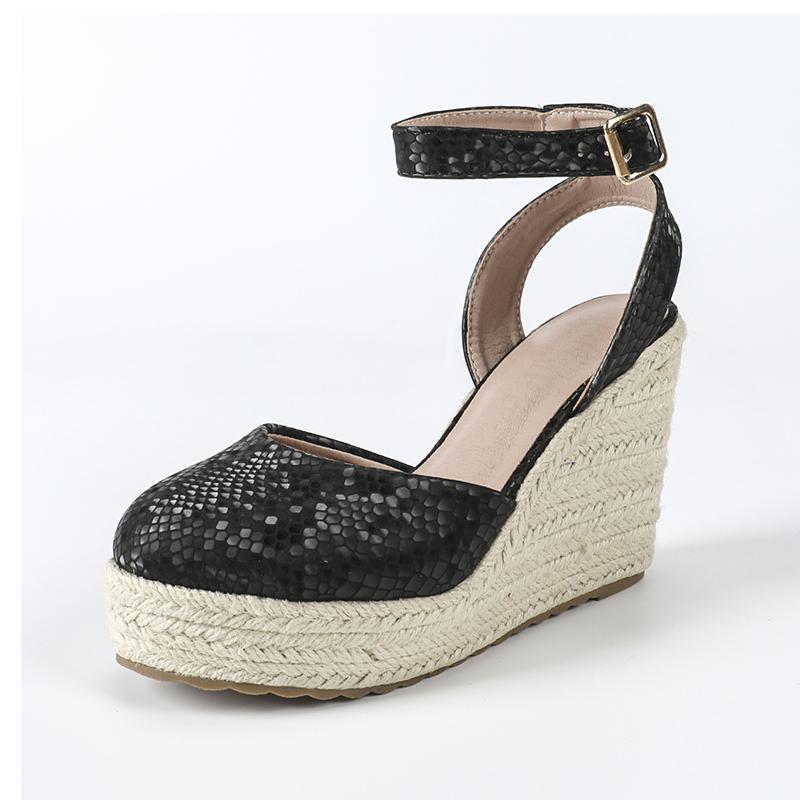 Fashion Summer Shoes Women High Heels Sandals Fashion Elegant Ladies Party Shoes Wedge Heel10cm Black Red Blue Plus Size 42 D518