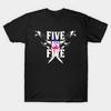 Men Black Print T-shirt Five By Five No-Cut Heat Transfer Print Cotton Tshirt