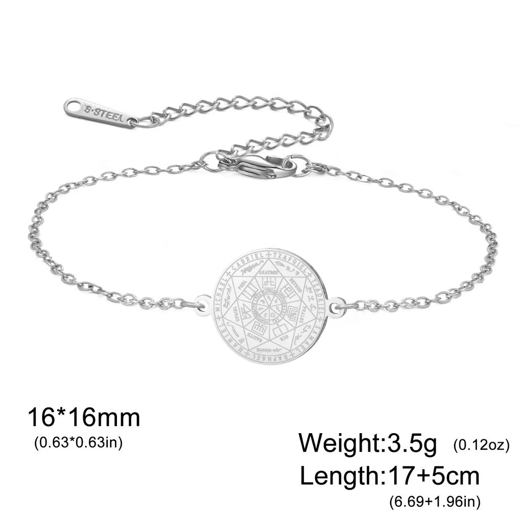 Teamer Seven Archangels Charm Bracelet Women Men Adjustable Stainless Steel Bracelets Amulet Seal of Solomon Jewelry Gift