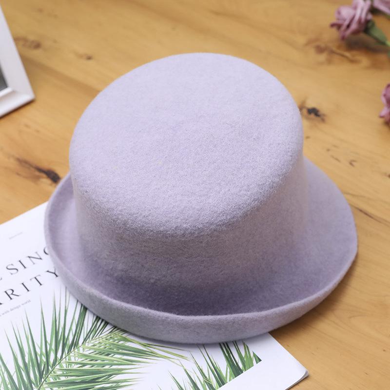 New felt basin hat women's autumn and winter fashion crimped bucket hat bucket hat warm wool hat