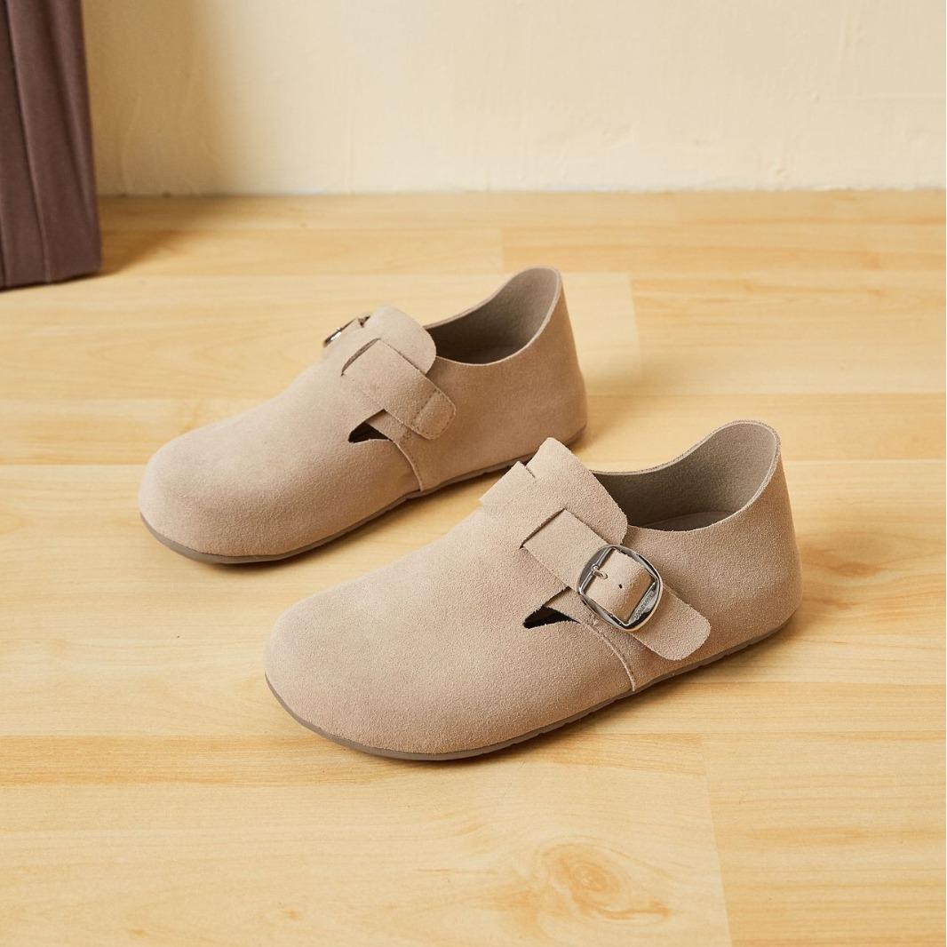 

Звезда цельнозерновой тост женские весенние кожаные мягкая подошва ретро ремешок на одно слово всеохватывающие одинарные туфли 34 бежевый