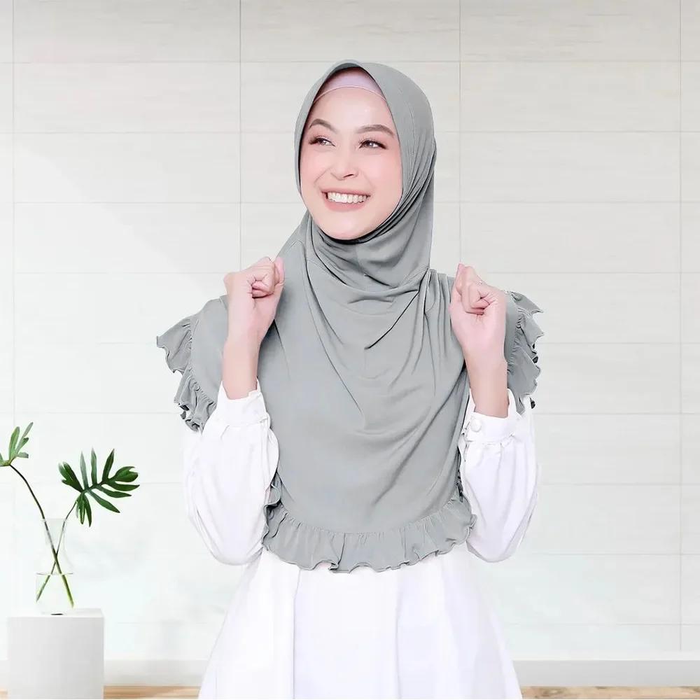 Ramadan Hijab Instant Femei Eșarfă Musulmană Lanț Eșarfă de Cap Înfășurări Elastic Acoperire Cap Gât Șaluri Amira Hijaburi Islamice pentru Rugăciune Turban