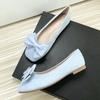 Ballerine da donna Scarpe da barca Azzurro Testa rotonda Fiocco Taglia 33-43 Scarpe basse per donna Pelle di velluto Alta qualità Scarpe estive