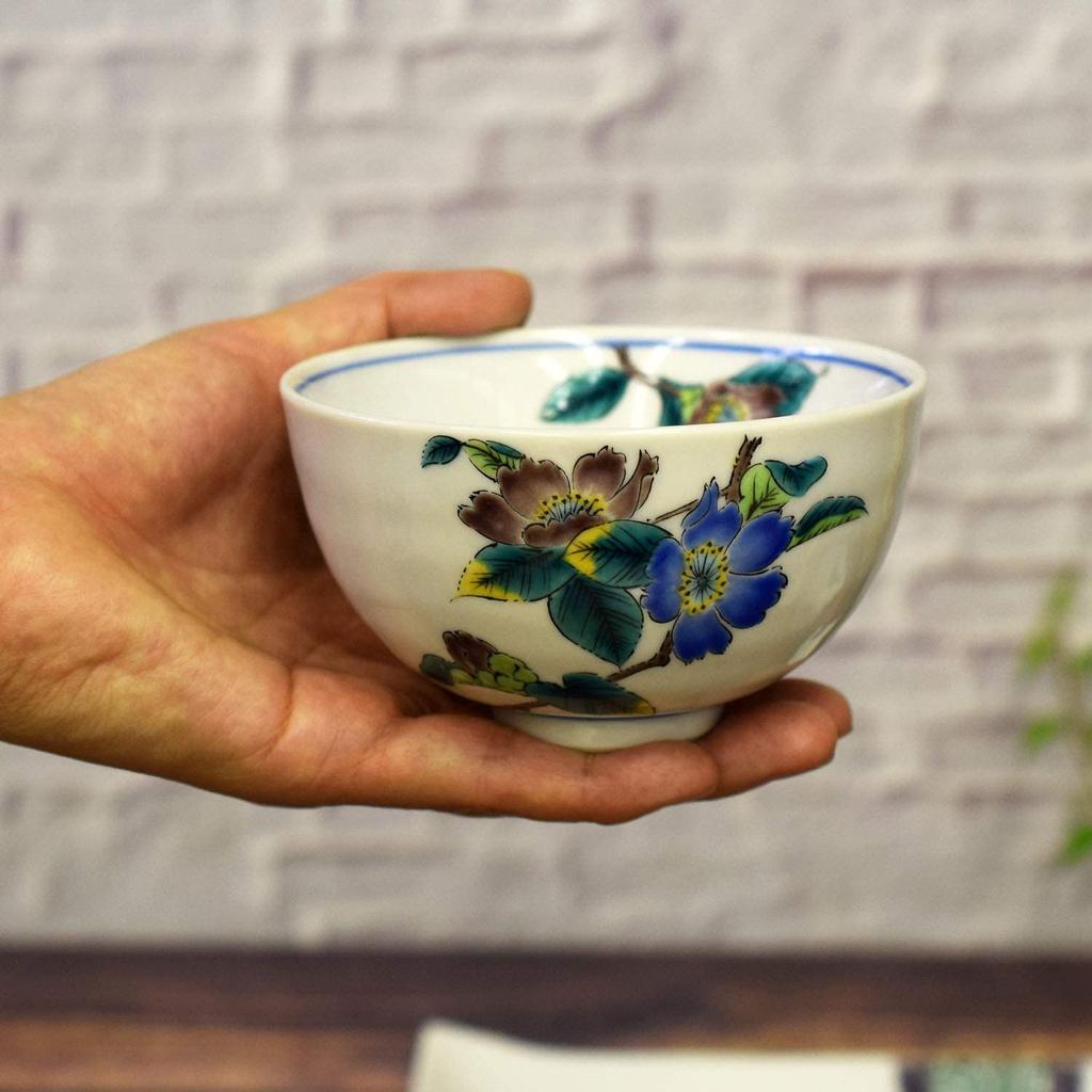 Verheiratet stilvolle Kutani Reis japanische made in Japan Paar Schüssel, Geschirr, Ware, Paar, Schüssel, Sasanqua, Keramik, Schüssel, Marke, Geschirr,