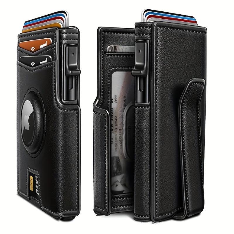 AirTag Wallet Carbon Fiber Leather Men's Slim Card Holder Rfid Metal Card Case