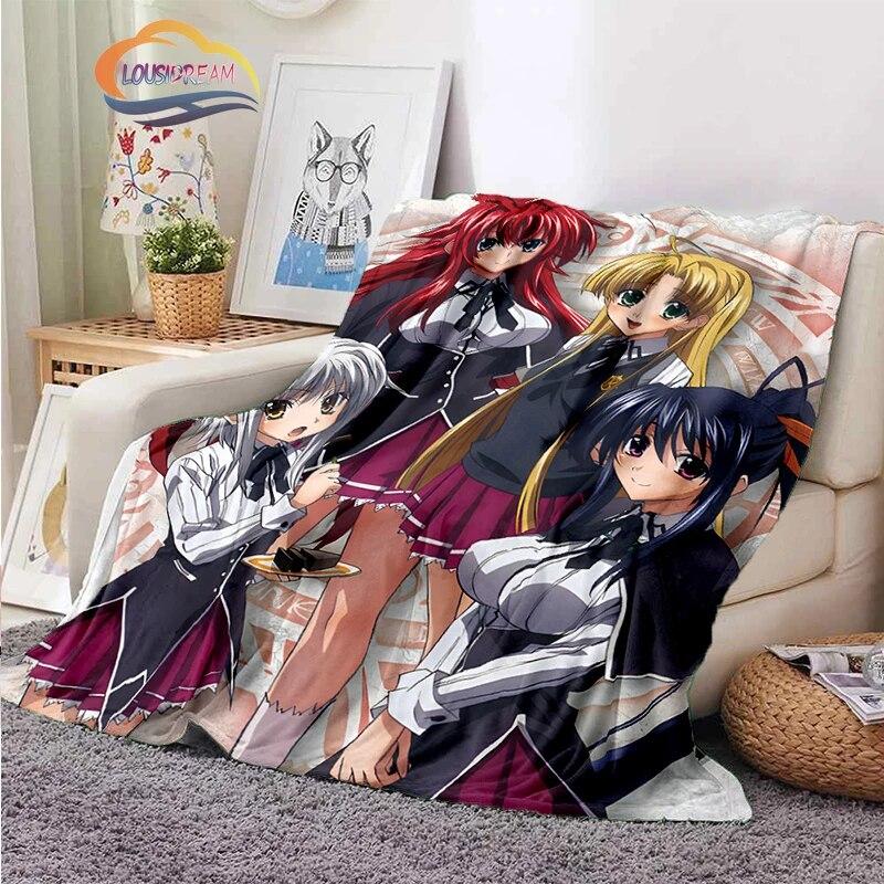 3D tištěná střední škola DxD plyšová deka Módní Flanel Fleece Sexy animace Dárek pro holčičku Sofa Nap Travel