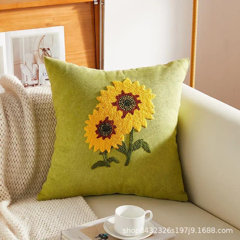 45X45Embroidery Pillowcase Pillow Cover Luxury Flower Nordic Vintage Style Cushion Covers Home Living Room Sofa Couch Seat Decor