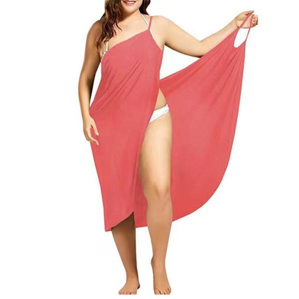 Women Striped Spaghetti Strap Cover‑Up Dress Loose Beach Midi Dress For Vacation Swimwear Cover Up