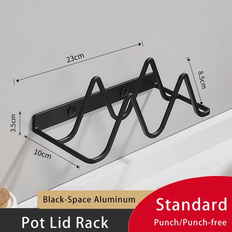 Wall-mounted Pot Lid Storage Rack No Drilling Space Aluminum Cutting Board Holder Kitchen Accessories Multi-functional Organizer