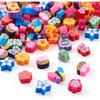 200 Pcs Multicolor Polymer Clay Flower Butterfly Rose Colorful Beads Spring Theme Loose Spacer Beads for Jewelry Making