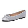 Fashion Chic - Style Bow - Tie Color - Block Flats | Knit  Paneled Leather Elegant Daily Ballet Shoes