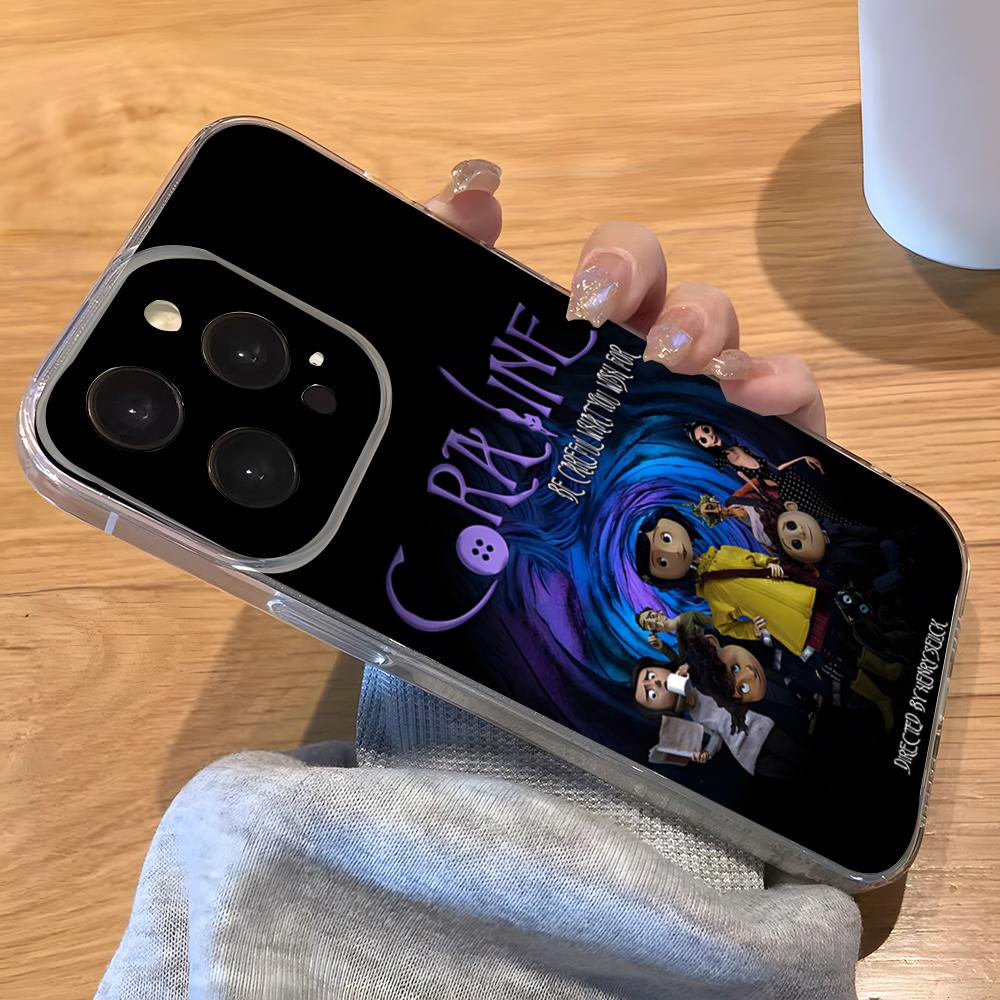 Funda de Teléfono de Anime Caliente C-Coraline Para IPhone 17 Pro Max 16 15 14 Pro Max 13 11 Xs Xr 8 7Plus Cubierta Transparente