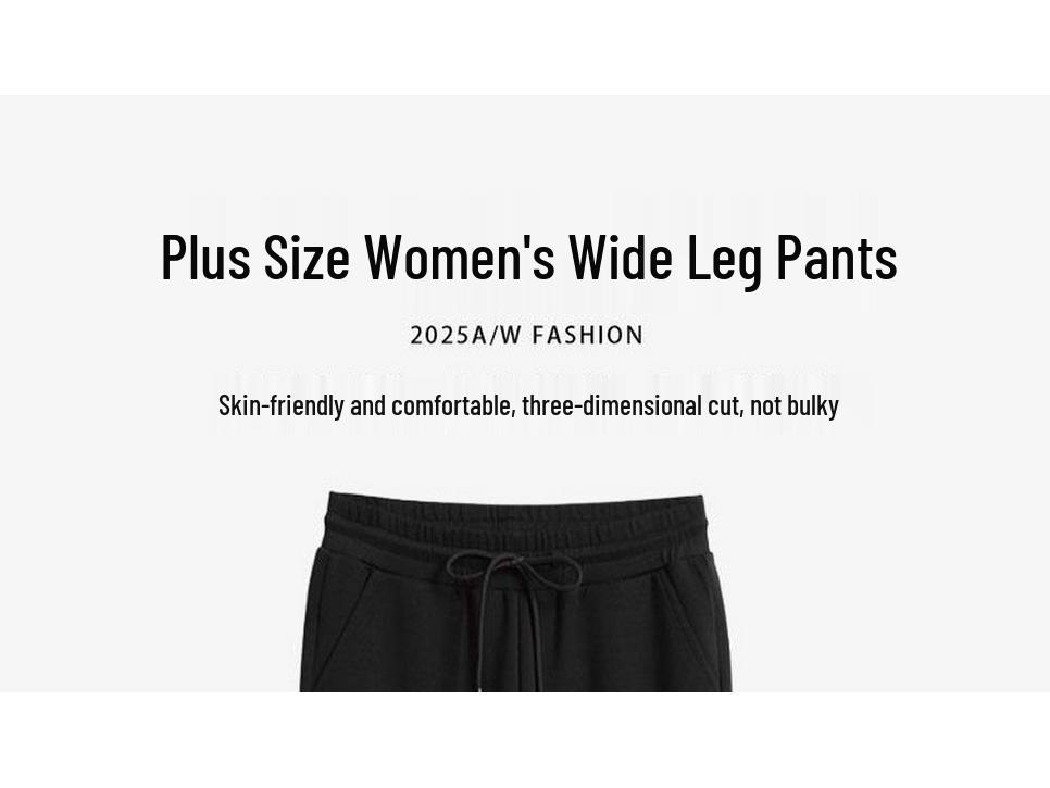 Women's Plus Velvet Wide-Leg Pants: Autumn/Winter Cotton Drape, Thick, Straight-Leg for Middle-Aged & Elderly