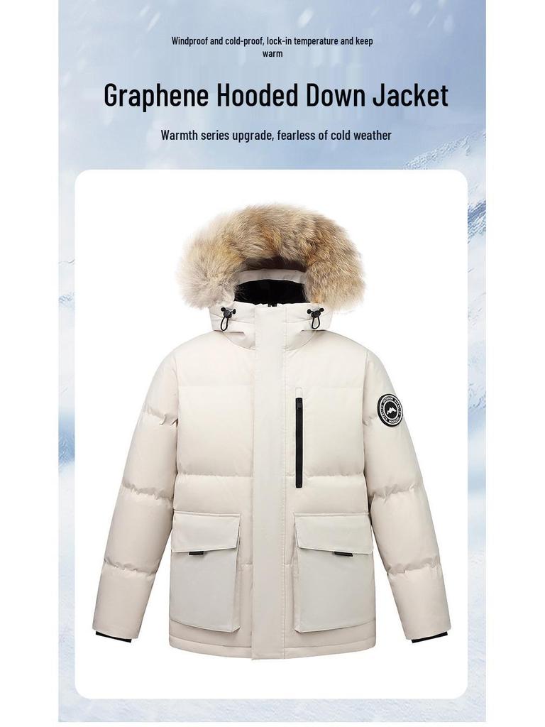 Herren Parka mit Kapuze und Pelzkragen - Dicke, Warme, Trendige Winterjacke mit 90% Weißen Entendaunen