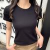 Round Neck Straight Shoulder Short-sleeved T-shirt for Women New Loose Basic Cotton Inner Bottoming Shirt Half-sleeved Top