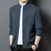 Brand Men's 100% Wool Half-High Collar Zipper Cardigan for Autumn/Winter 2025 - Warm Sweater for Young & Middle-Aged Men