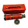 Messing Teleskop Handgefertigtes Leder Fernrohr, Maritime Dekoration