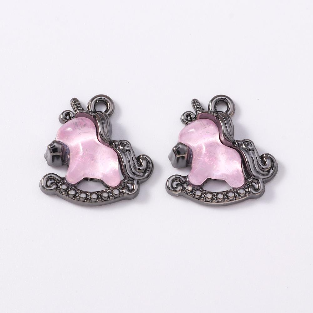5pcs Cute Crystal CZ Rocking Horse Pendants Charms for Jewelry Making Necklace Earrings Bracelet DIY Handmade Accessories