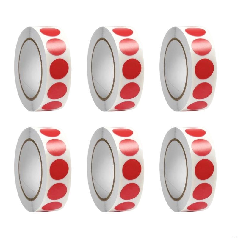 6 Rolls Red Dot Sticker Adhesive Labels Round Sticker Circular Sticker For Crafting Storage Sorting Projects