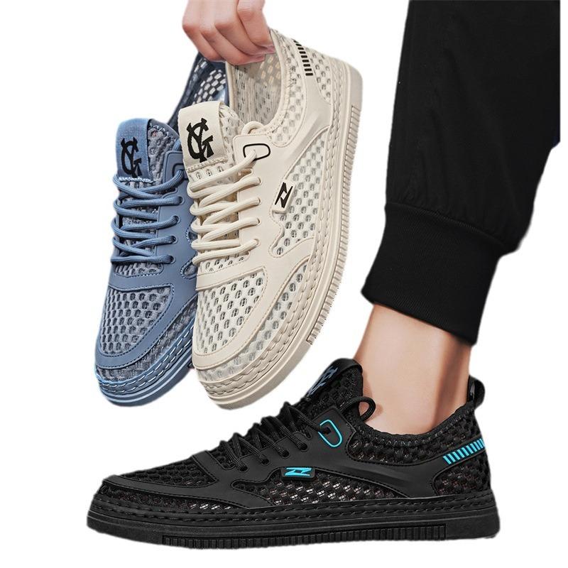 Men's Shoes Summer Mesh Breathable Sports Casual Mesh Shoes Men's Board Shoes Non-slip Lightweight Thin Hollow Mesh Trendy Shoes