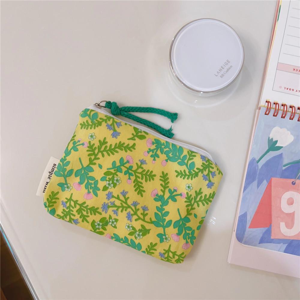 Mini Cotton Floral Organizer Bags for Women Bag Small Fabric Cosmetic Make Up Bag Little Purse Coin Pouch Children Cosmetic Case