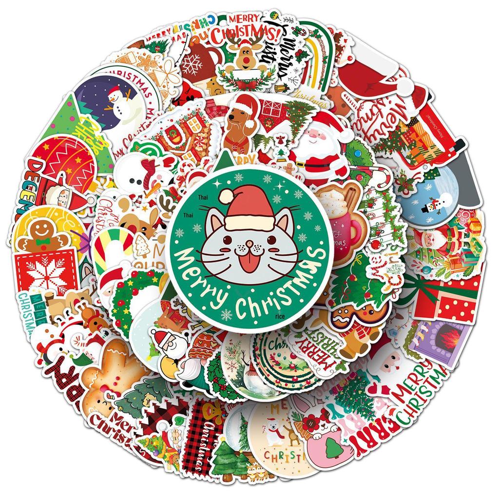100 Christmas Cartoon Stickers for Journals & Decorations