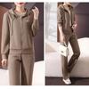 Fleece Sportswear Suit for Women, Autumn and Winter Fashion, Loose, Foreign Style, Mother's Thickened Casual Wear Two-piece Set