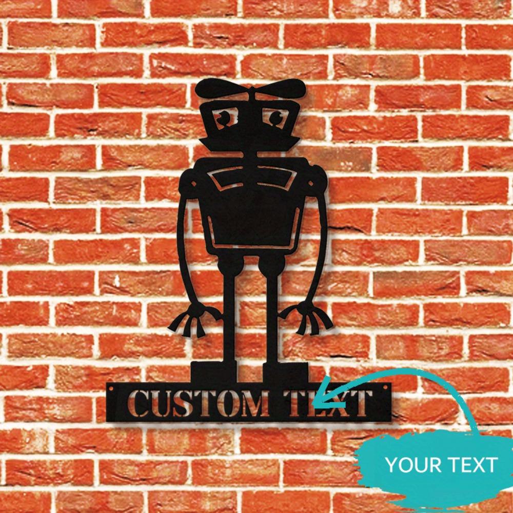 Personalizable Metal Wall Art Robot Sculpture Classic Style Home Decor Custom Hanging Sign