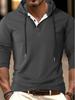Men's Autumn/Winter Casual Hooded Long Sleeve Pullover with Drawstring and Button