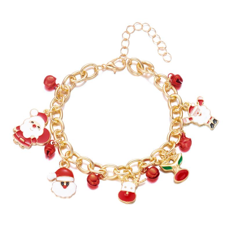 Trendy Handmade Christmas Metal Chain Bracelet for Women Exquisite Santa Claus Snowflake Elk Snowman Bracelet Friendship Jewelry