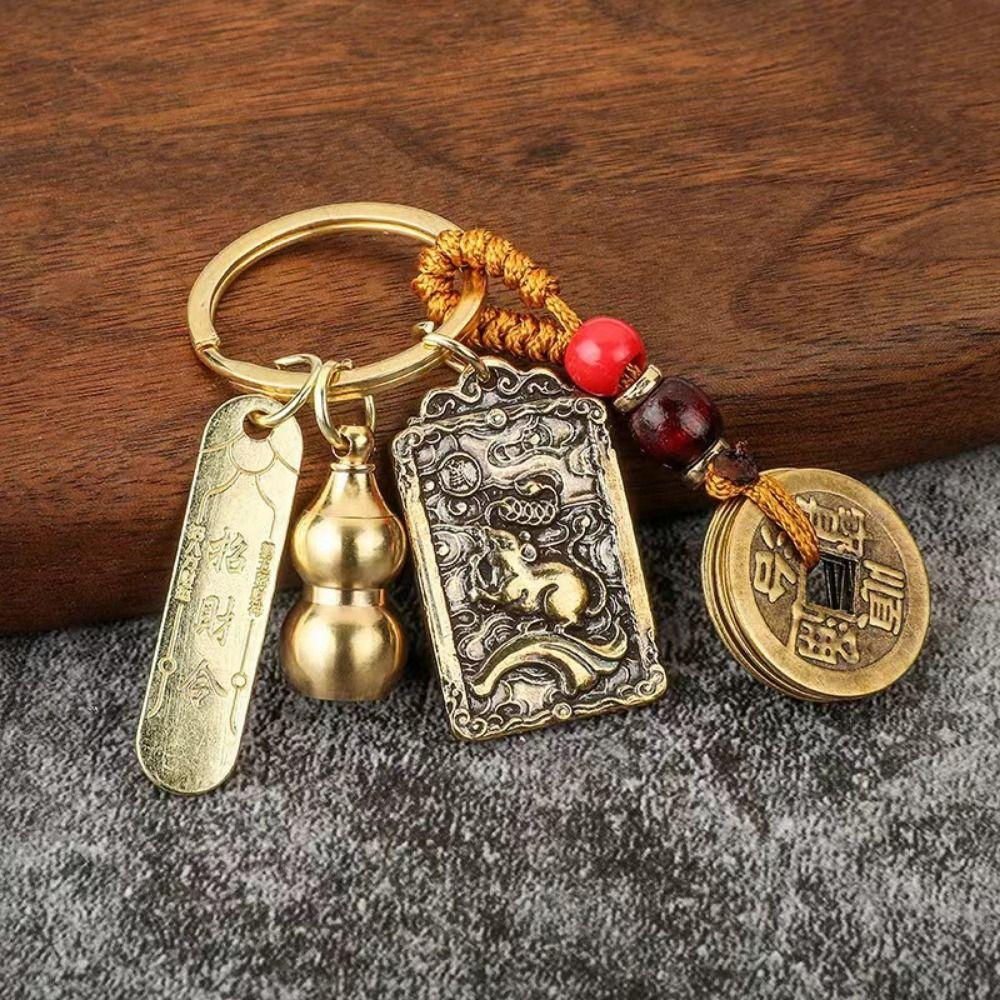 Zodiac Metal Fengshui Pendant Brass Gourd Brass Gourd Money Keychain  Gift
