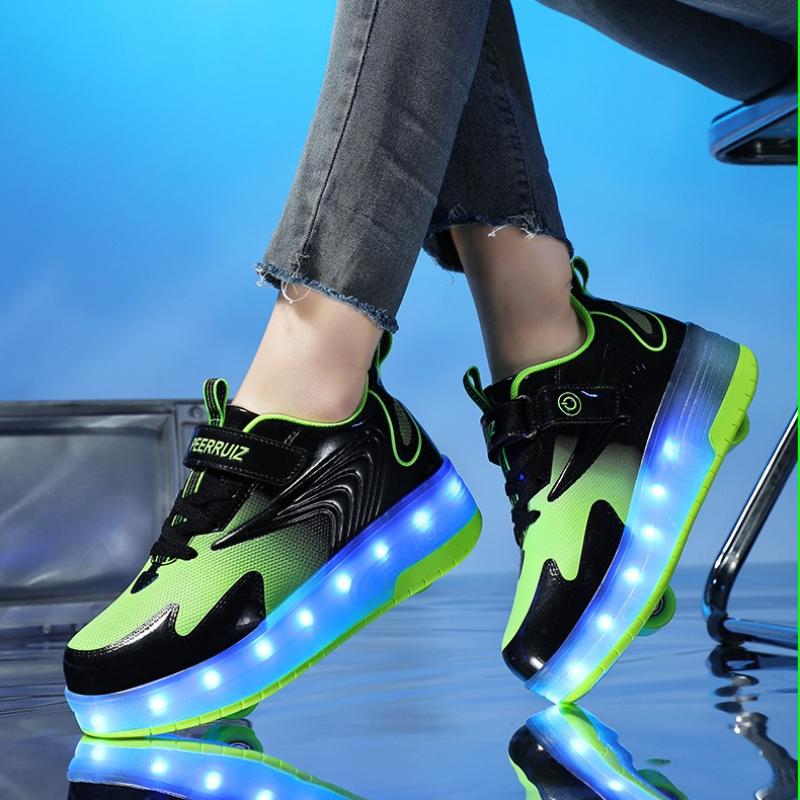 2 Wheel Inline Roller Skates Shoes for Boys and Girls LED Roller Skates for Children's Racing Ice Skating Sneaker with Wheels