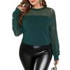 2026 New Women's Spring and Autumn Fashion Elegant Rhinestone Mesh Patchwork Long Sleeve Top